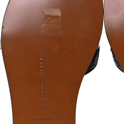 Bottega Veneta Nappa Intrecciato Patent Ravello Buckle Flat Sandals 38.5 Black White 6 of 7