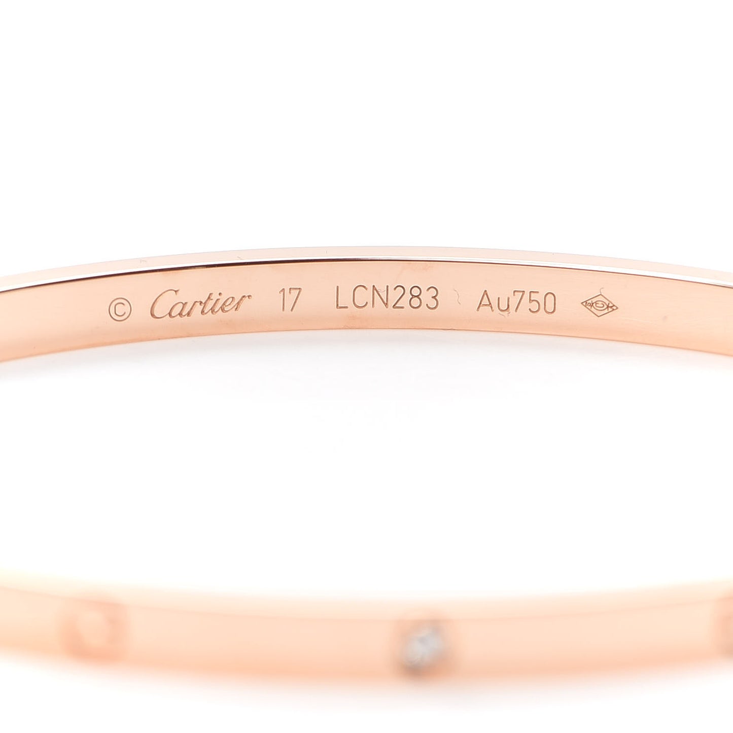 18K Pink Gold 6 Diamond Small LOVE Bracelet 17