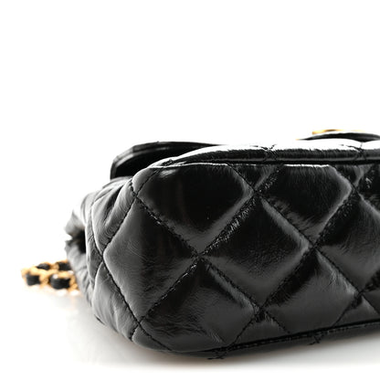 Chanel Shiny Crumpled Calfskin Quilted Small Wavy CC Hobo Black 9 of 11