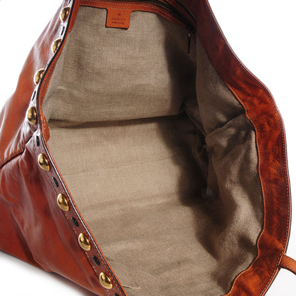 Gucci Calfskin Tattoo Heart Babouska Shopping Tote Brown 6 of 9