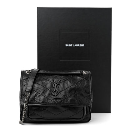 Saint Laurent Crinkled Lambskin Matelasse Monogram Baby Niki Chain Satchel Black 11 of 11