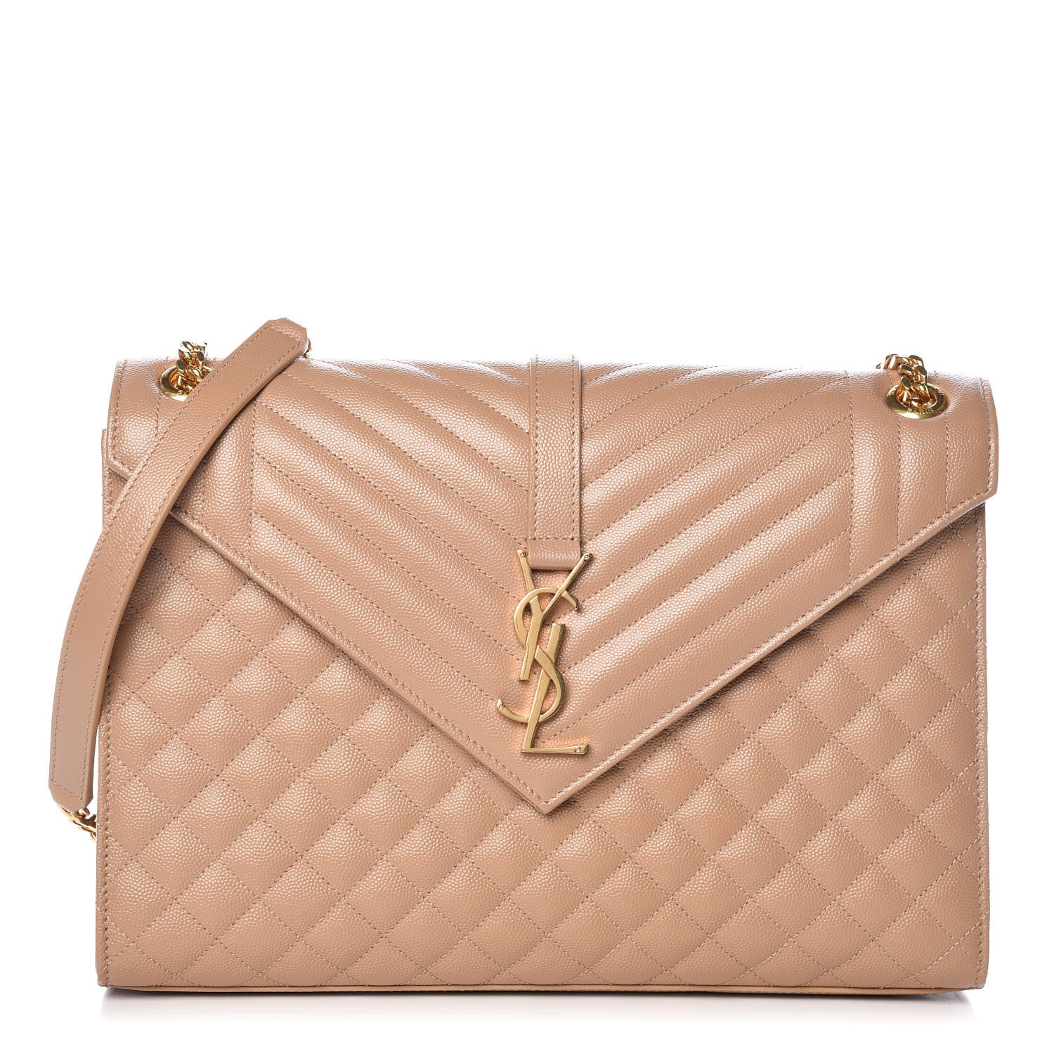 Saint Laurent Grain De Poudre Mixed Matelasse Large Triquilt Monogram Satchel Cork 1 of 10