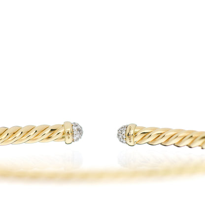 David Yurman 18K Yellow Gold Diamond 4mm Cablespira Bracelet 3 of 3
