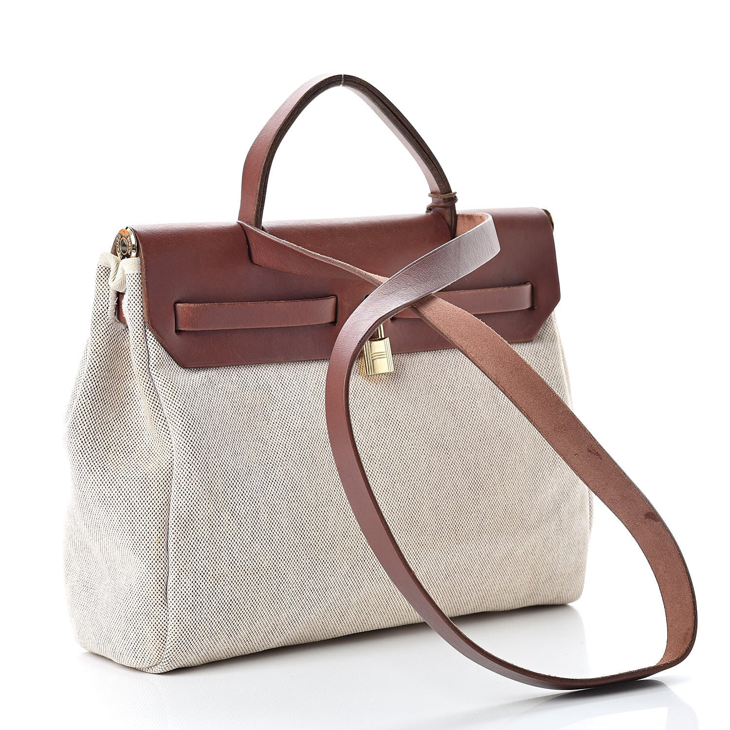 Hermes Toile Vache Calfskin Herbag 30 PM Natural 4 of 18