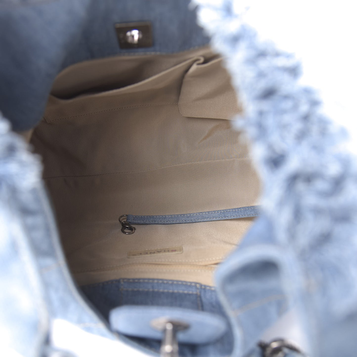 Denim Quilted Chain Hobo Light Blue