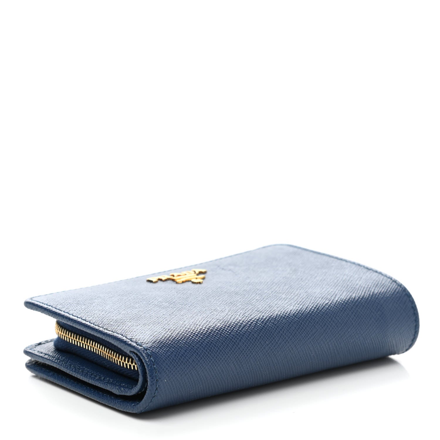 Prada Saffiano Metal Compact Wallet Cobalto 4 of 8