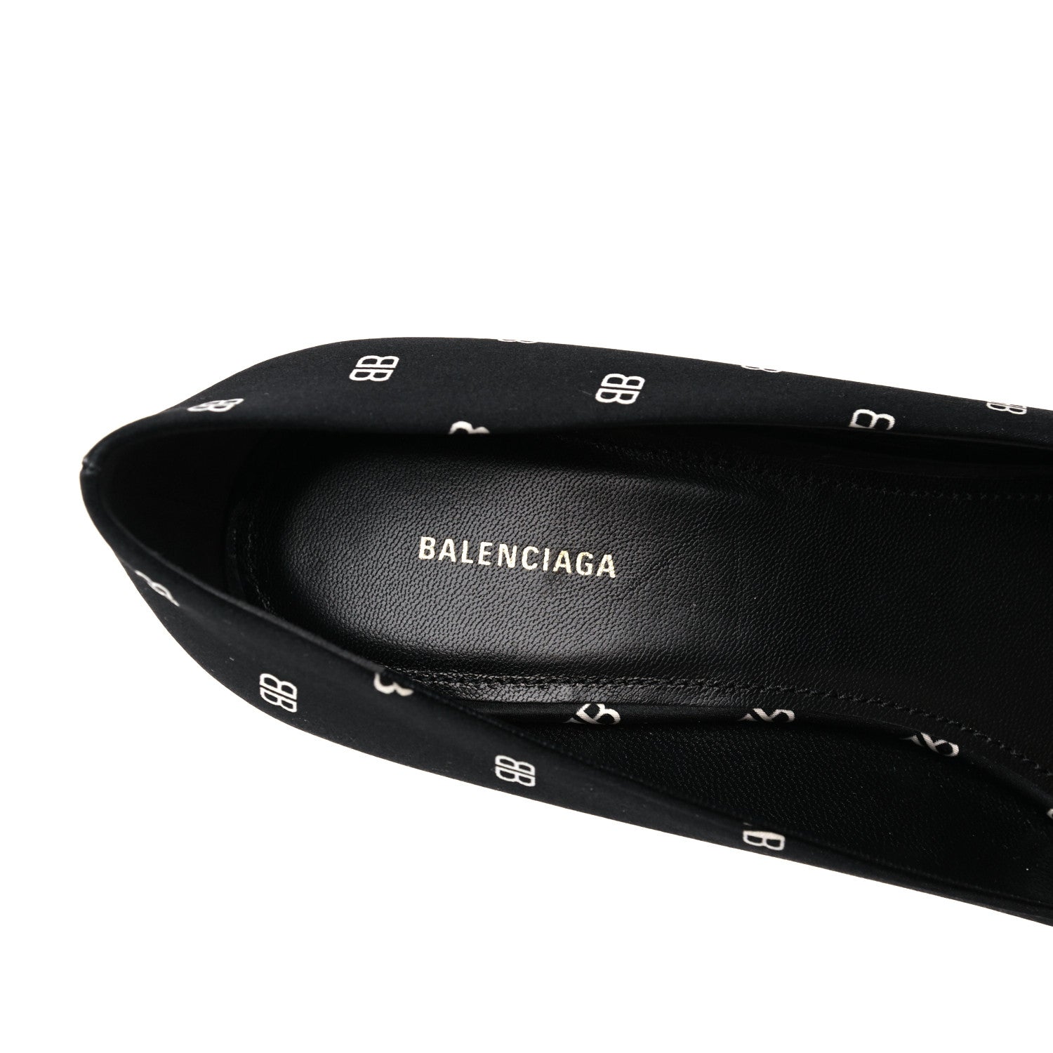 Balenciaga Crepe Satin BB Allover Logo Knife 80mm Pumps 38 Black 6 of 8