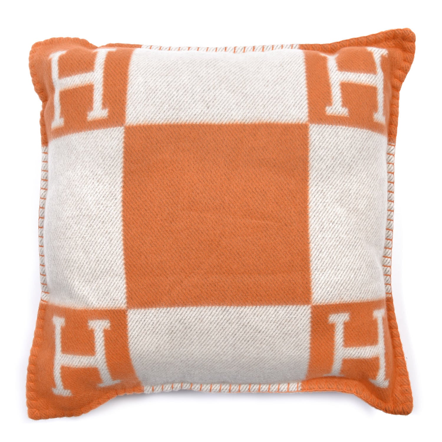 Hermes Wool Cashmere Avalon Pillow PM Ecru Potiron 1 of 3
