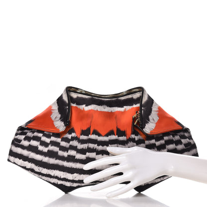 Alexander McQueen Silk Printed De Manta Clutch Red Black White 2 of 12