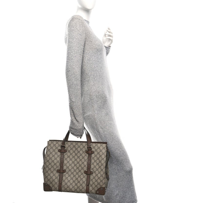 Gucci GG Supreme Monogram Textured Dollar Calfskin Medium Detail Tote Beige Ebony New Acero 2 of 10