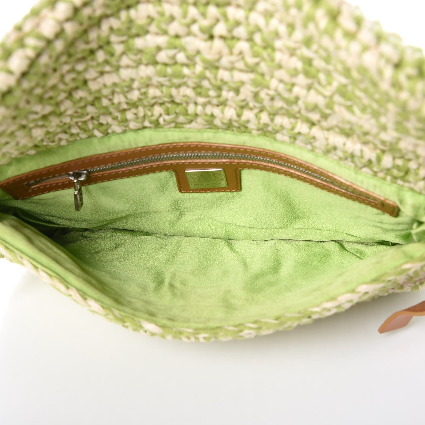 Woven Straw Baguette Green