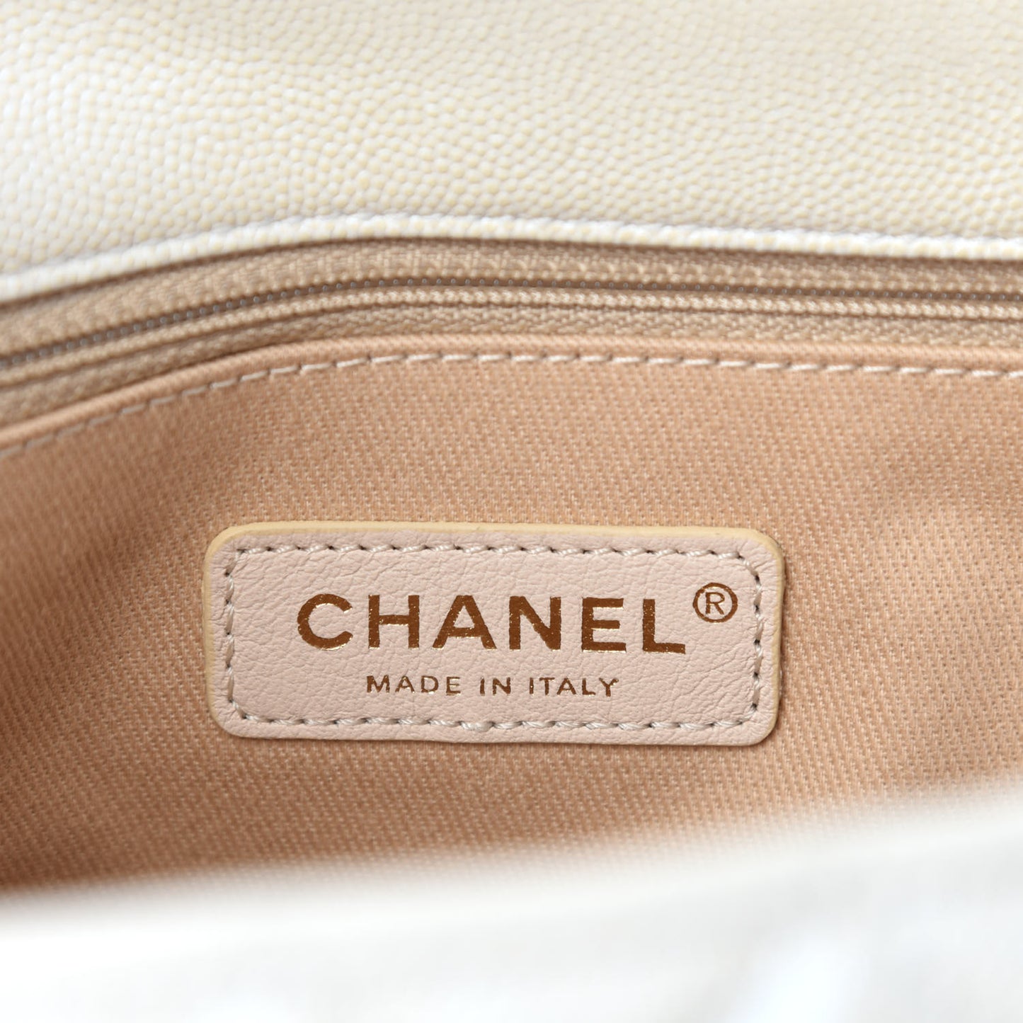 Iridescent Caviar Quilted Small Coco Handle Flap White