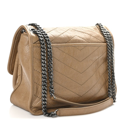 Saint Laurent Crinkled Calfskin Matelasse Monogram Medium Niki Chain Satchel Caramel 3 of 10