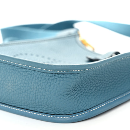 Hermes Taurillon Clemence Evelyne TPM New Blue Jean 10 of 11