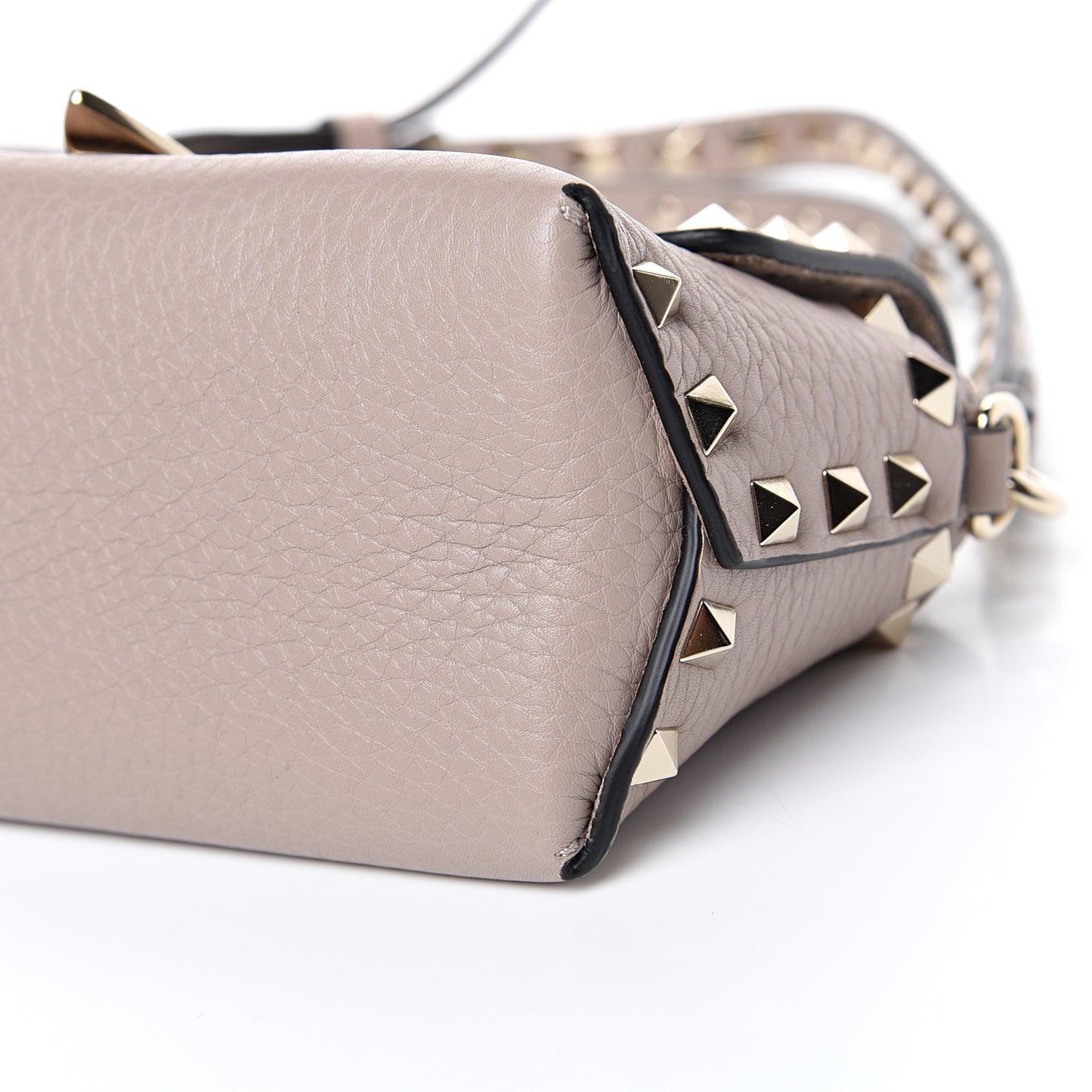 Pebbled Calfskin Mini Rockstud Crossbody Bag Poudre