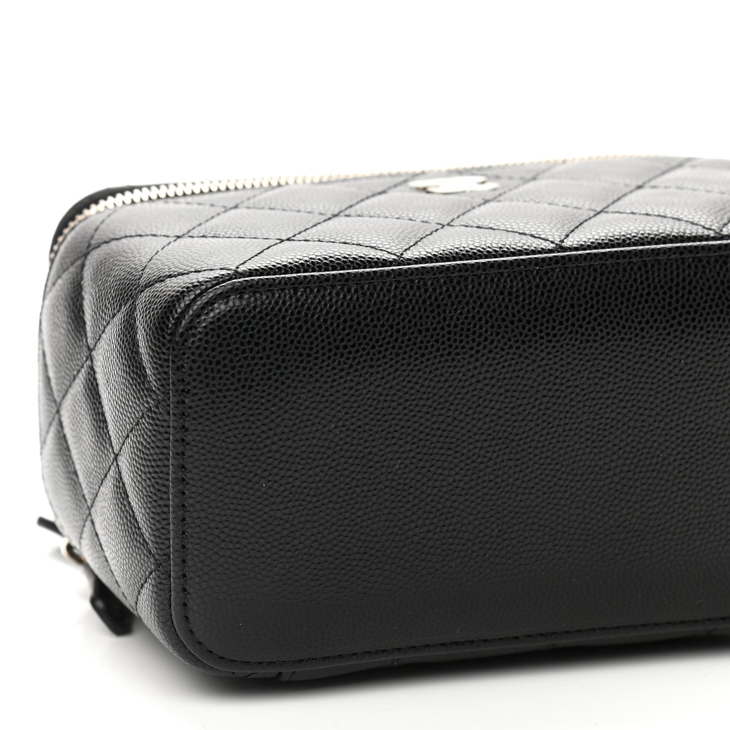 Caviar Quilted Small Vanity Case With Chain Black