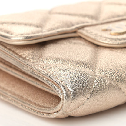 Chanel Metallic Lambskin Quilted Flap Card Holder On Chain Gold 9 of 10