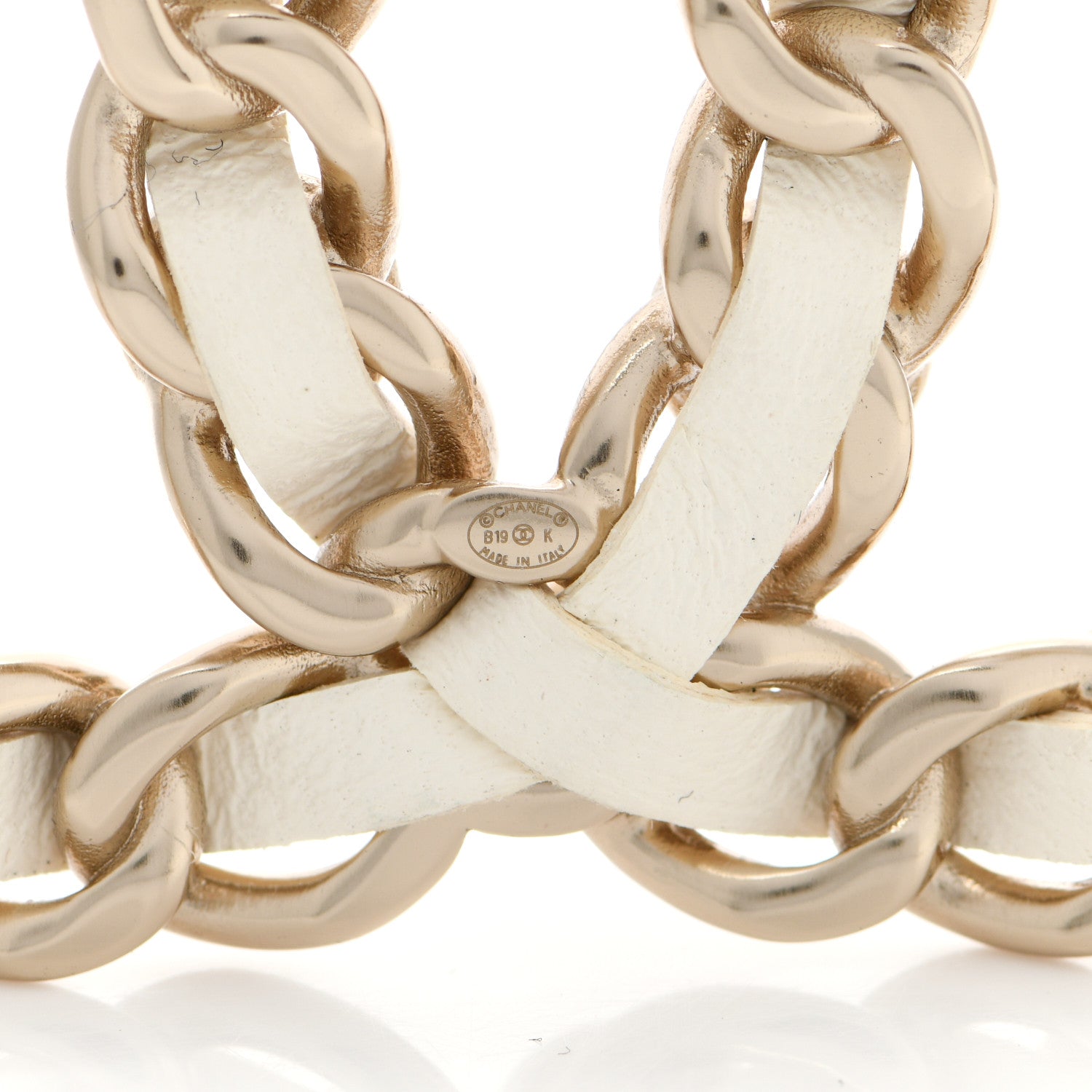 Chanel Lambskin Pearl Chain CC Brooch Gold White 4 of 5