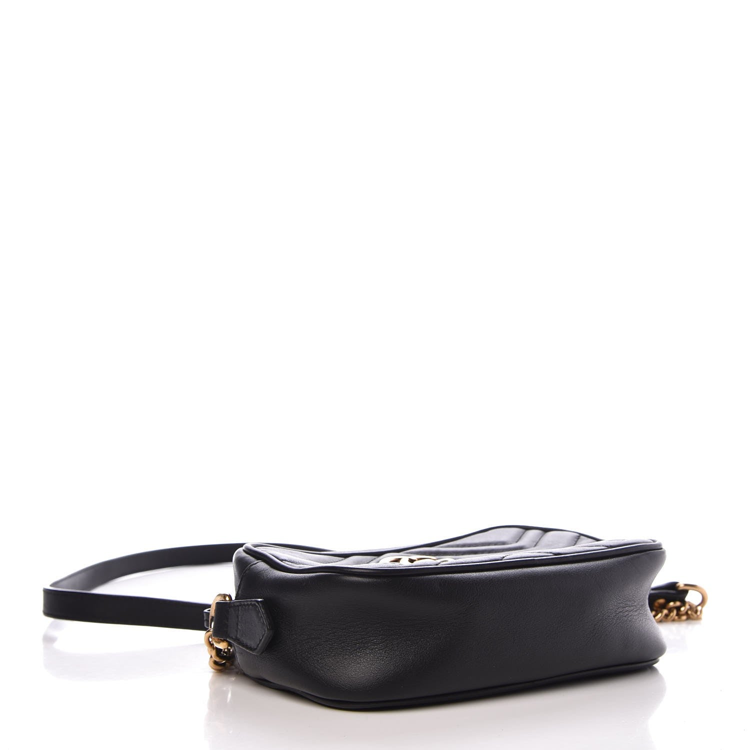 Gucci Calfskin Matelasse Mini GG Marmont Chain Shoulder Bag Black 4 of 8