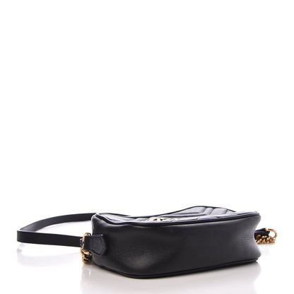 Gucci Calfskin Matelasse Mini GG Marmont Chain Shoulder Bag Black 4 of 8