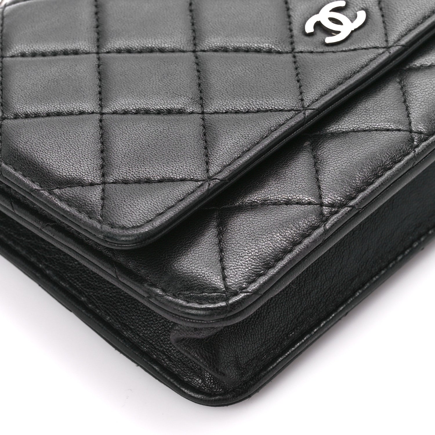 Chanel Lambskin Quilted Wallet On Chain WOC Black 10 of 11