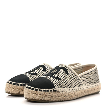 Chanel Mesh Grosgrain CC Espadrilles 38 Beige Black 3 of 10