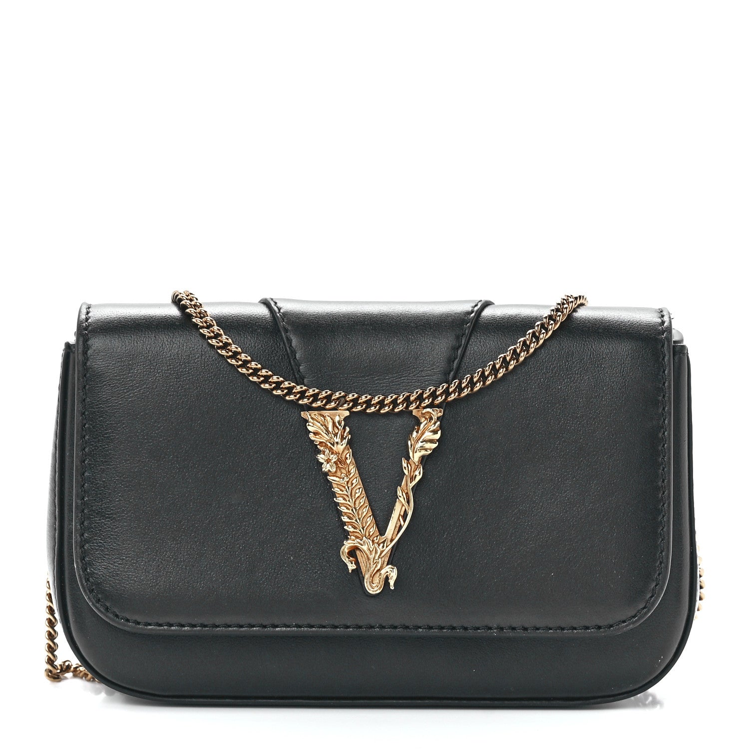 Versace Vitello Virtus Mini Chain Bag Black 1 of 14
