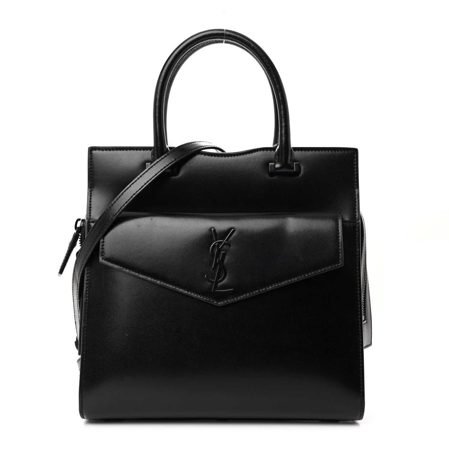 Shiny Calfskin Small Uptown Tote Black