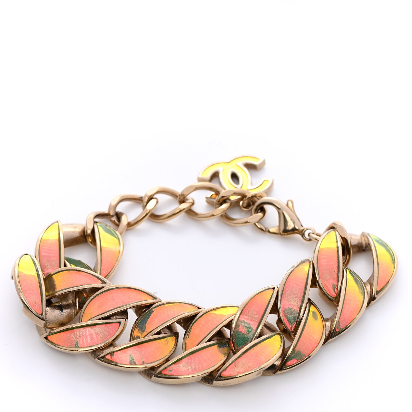 Iridescent CC Chain Link Bracelet Gold