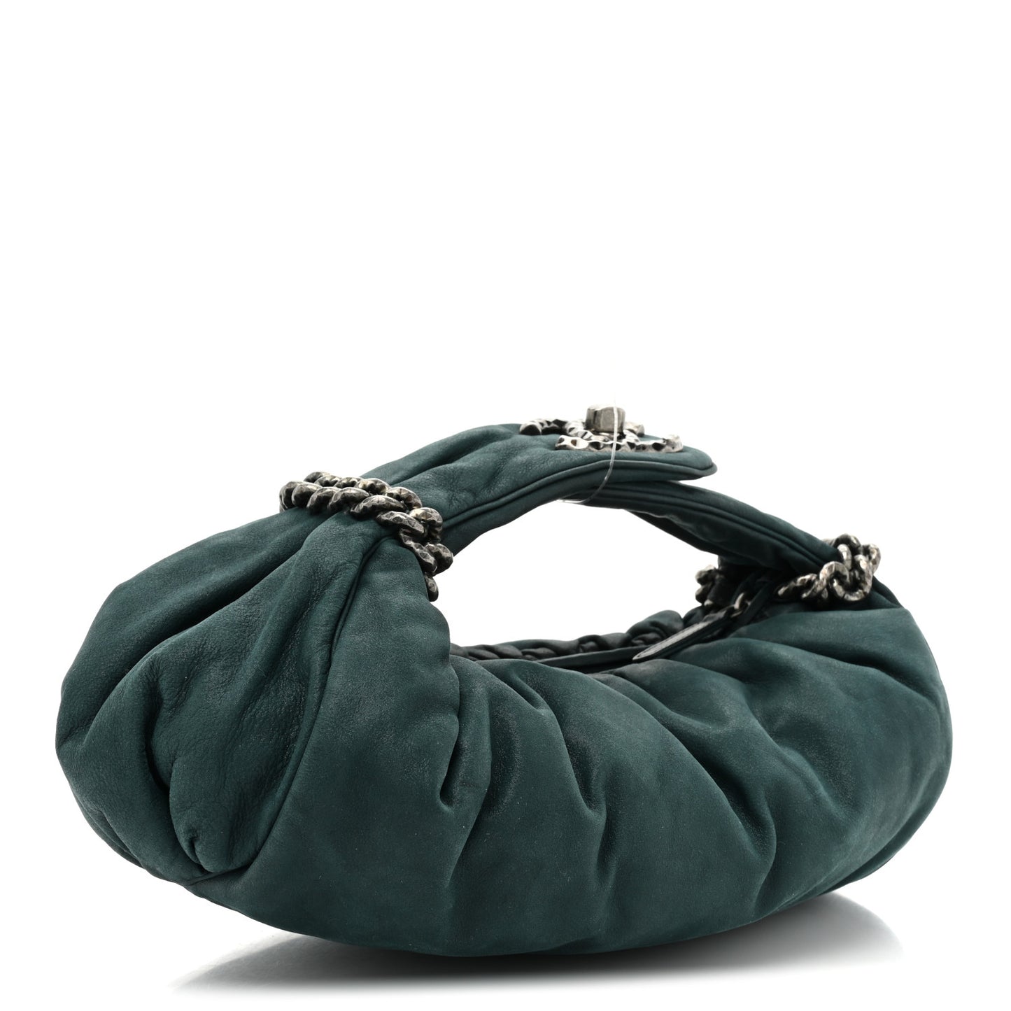 Iridescent Calfskin Midnight Stones Clutch Dark Green