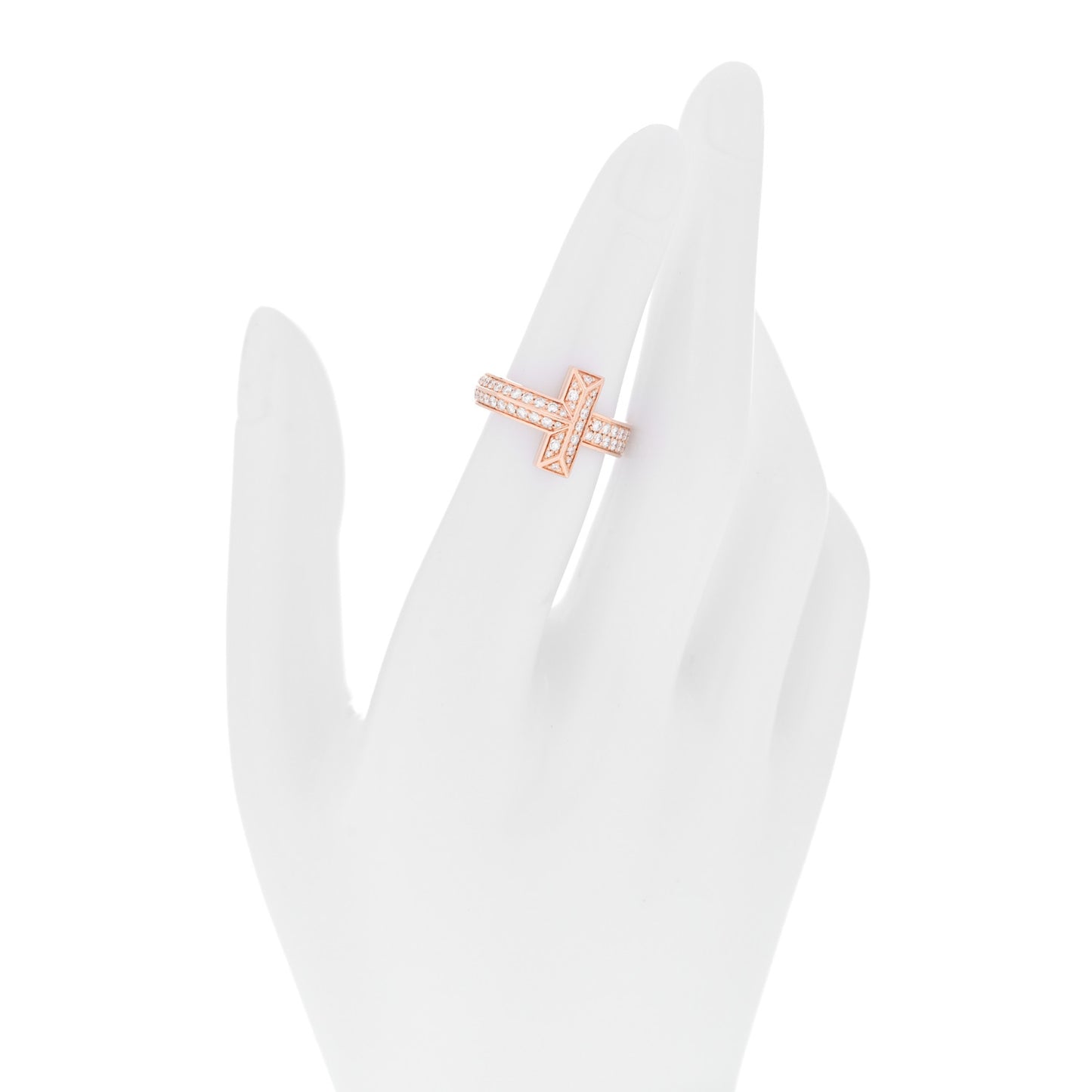 18K Rose Gold Diamond Wide T T1 Ring 50 5.5