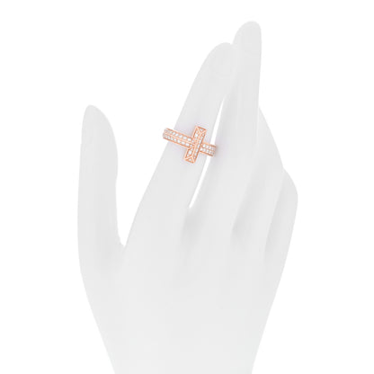 Tiffany 18K Rose Gold Diamond Wide T T1 Ring 50 5.5 2 of 4