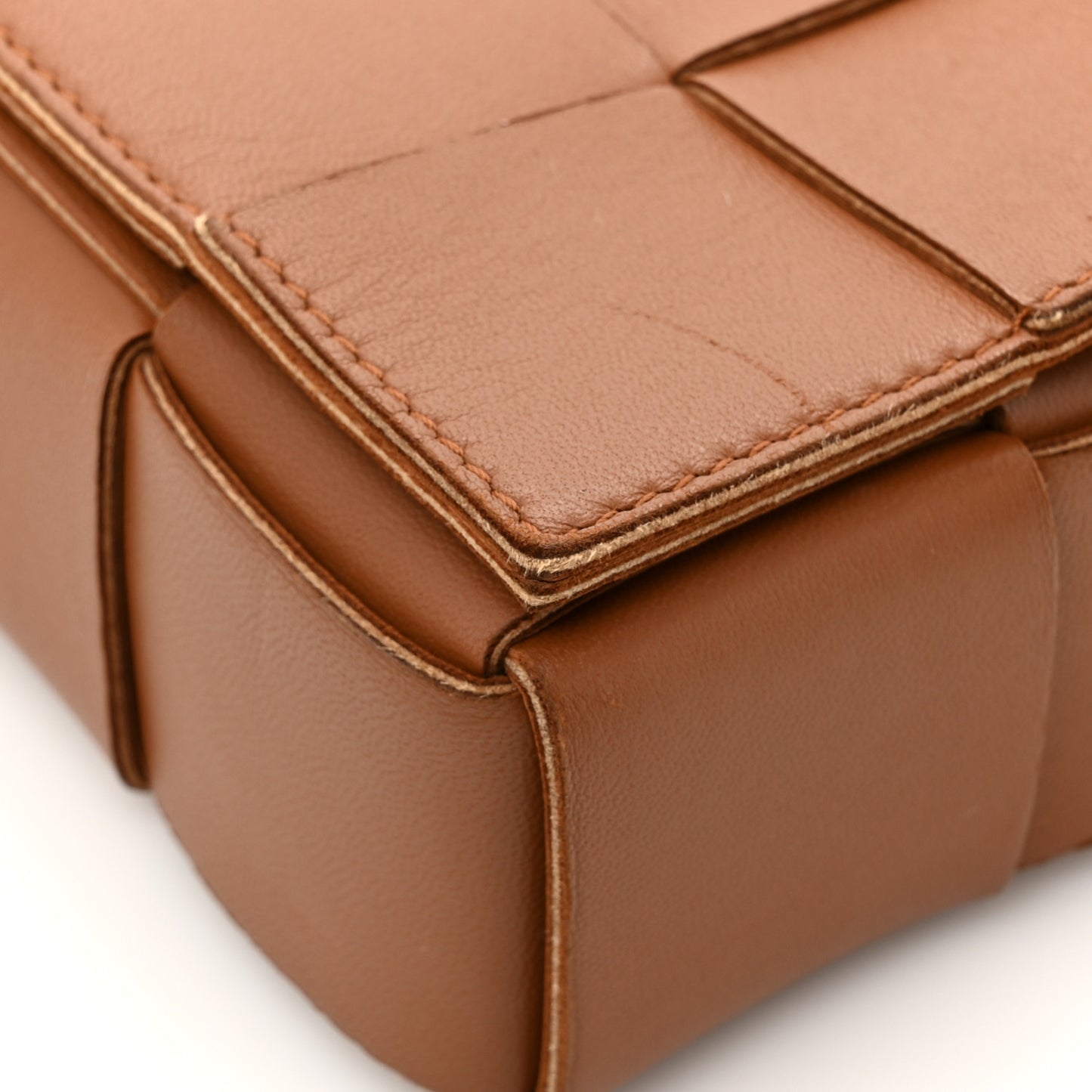 Lambskin Maxi Intrecciato Cassette Crossbody Bag Caramel
