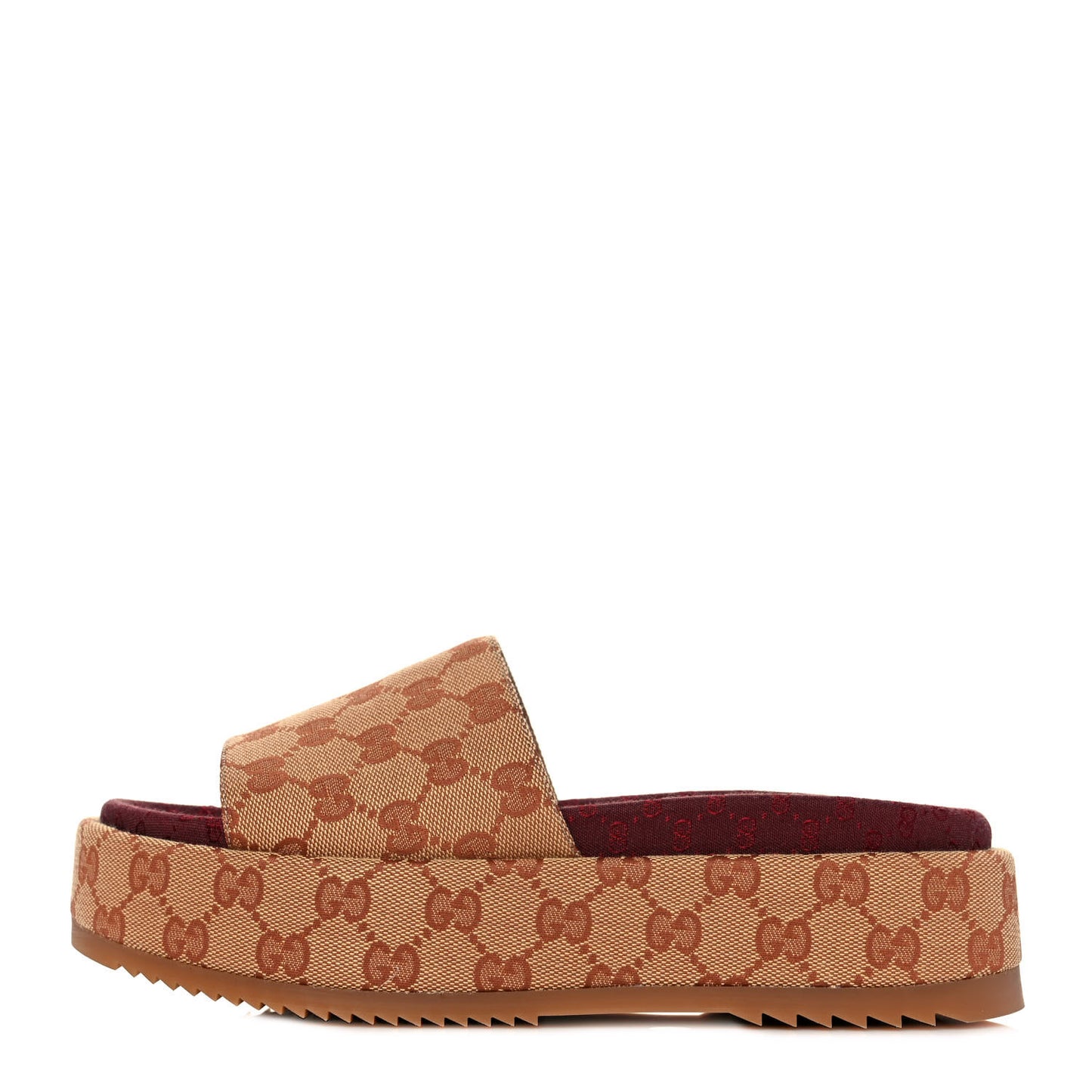 Canvas GG Monogram Angelina Platform Slide Sandals 39.5 Beige Ruggine