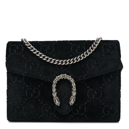 Gucci Velvet GG Monogram Mini Dionysus Chain Wallet Black 1 of 9