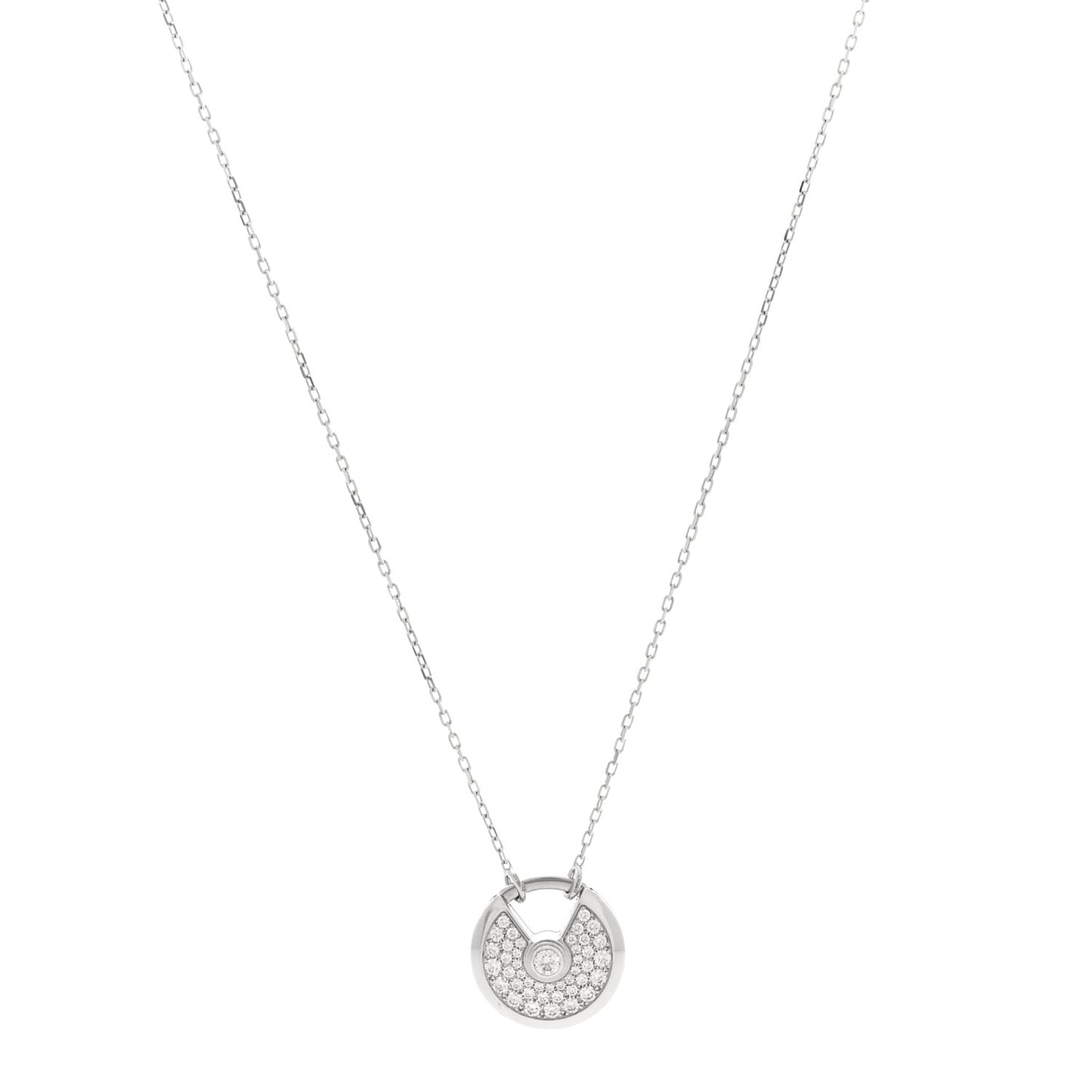 18K White Gold Diamond SM Amulette de Cartier Pendant Necklace