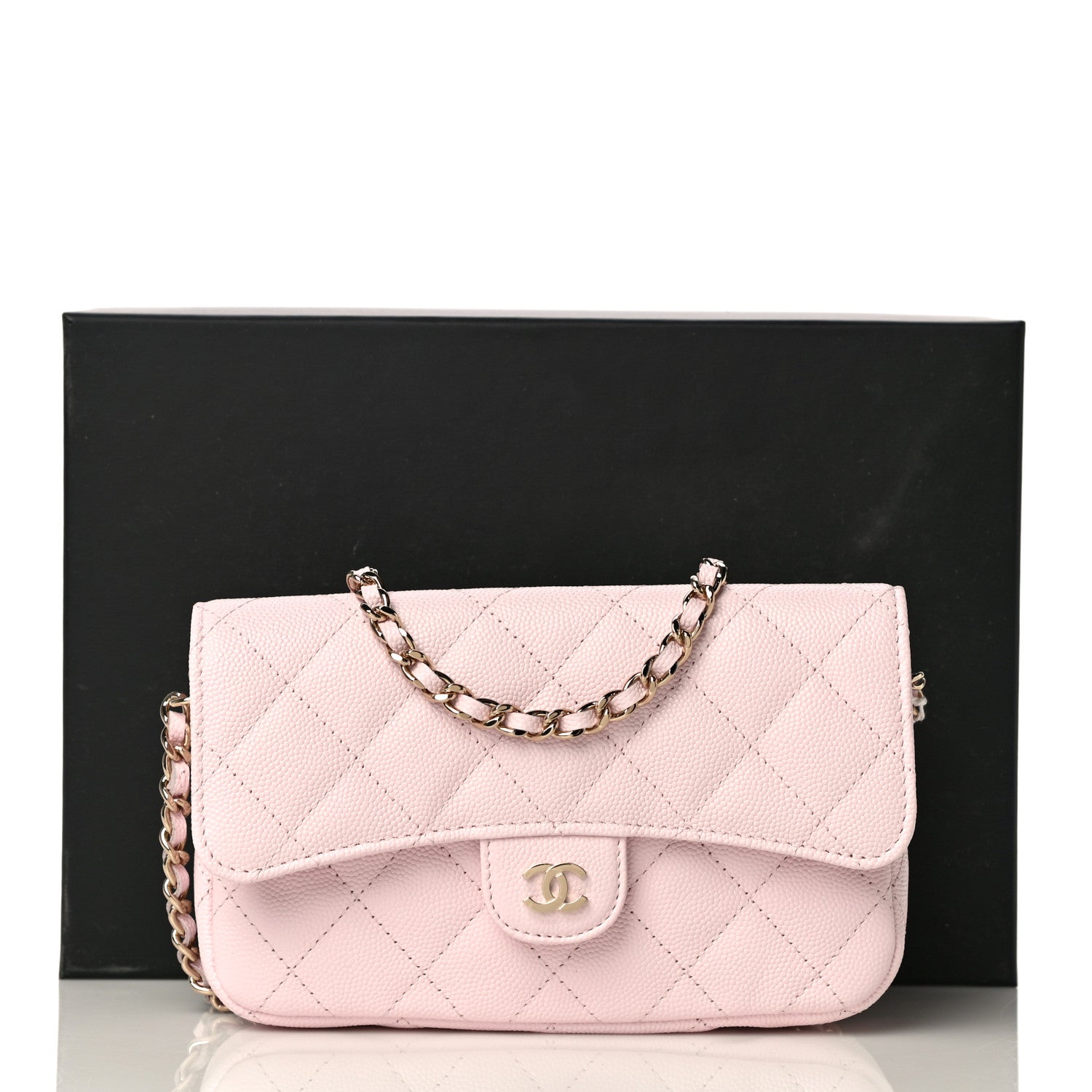 Chanel Caviar Quilted Flap Phone Holder With Chain Light Pink 11 of 11