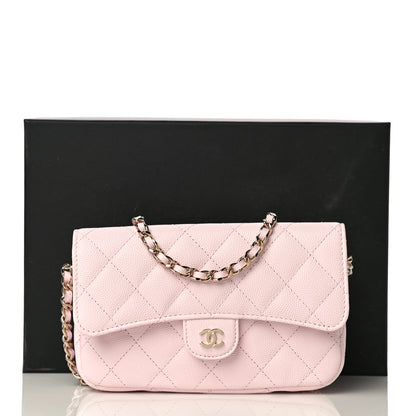 Chanel Caviar Quilted Flap Phone Holder With Chain Light Pink 11 of 11