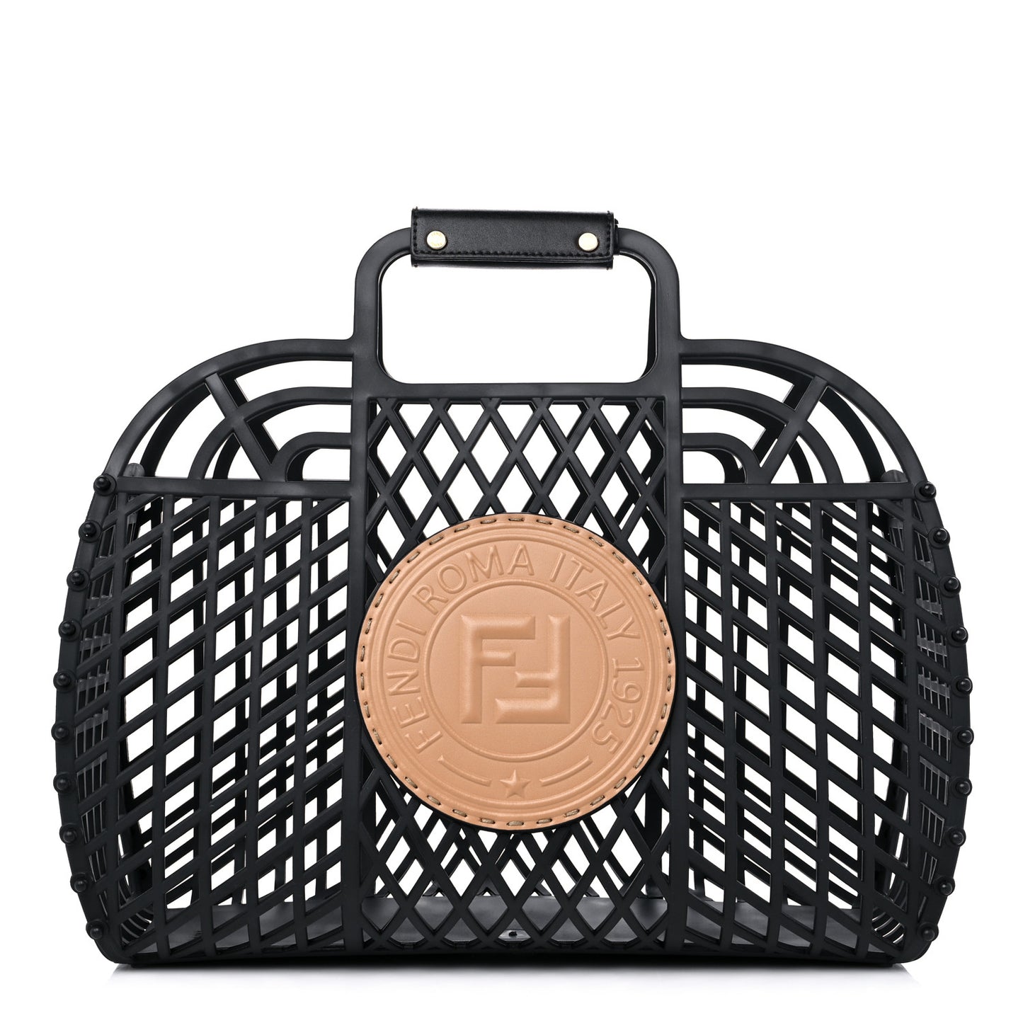 Recycled Plastic Vitello Liberty Matte Medium Fendi Basket Black Miele Scuro
