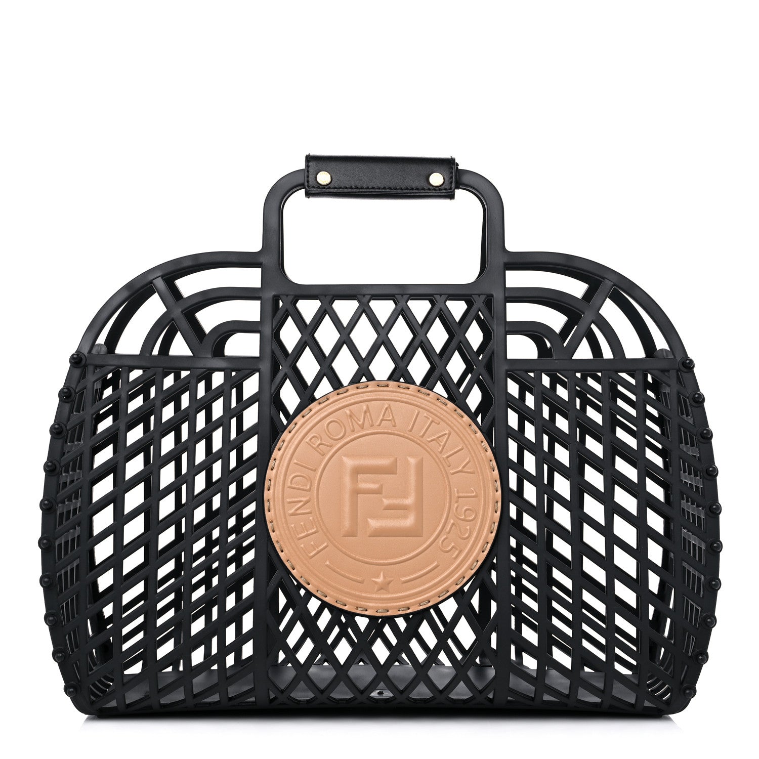 Fendi Recycled Plastic Vitello Liberty Matte Medium Fendi Basket Black Miele Scuro 1 of 12