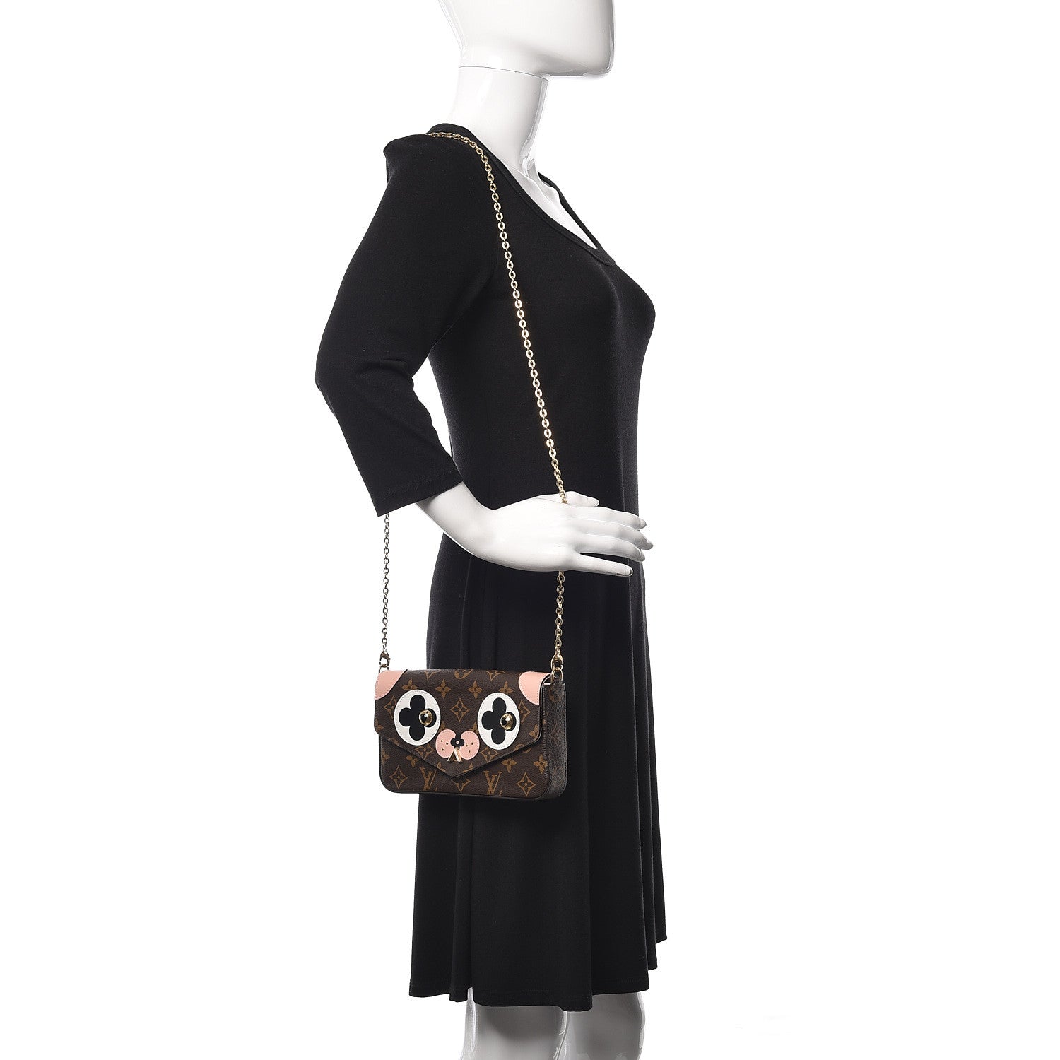 Louis Vuitton Monogram Valentine Dog Pochette Felicie Chain Wallet 2 of 13