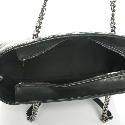 Saint Laurent Sheepskin Matelasse Chevron Large Monogram Shopping Bag Black 5 of 6