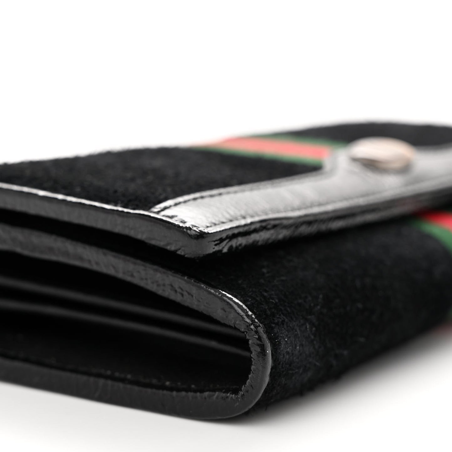 Suede Patent Web Ophidia Wallet On Chain Black