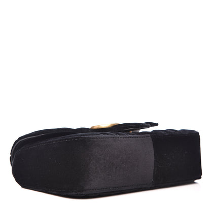 Gucci Velvet Matelasse Mini GG Marmont Shoulder Bag Black 3 of 10