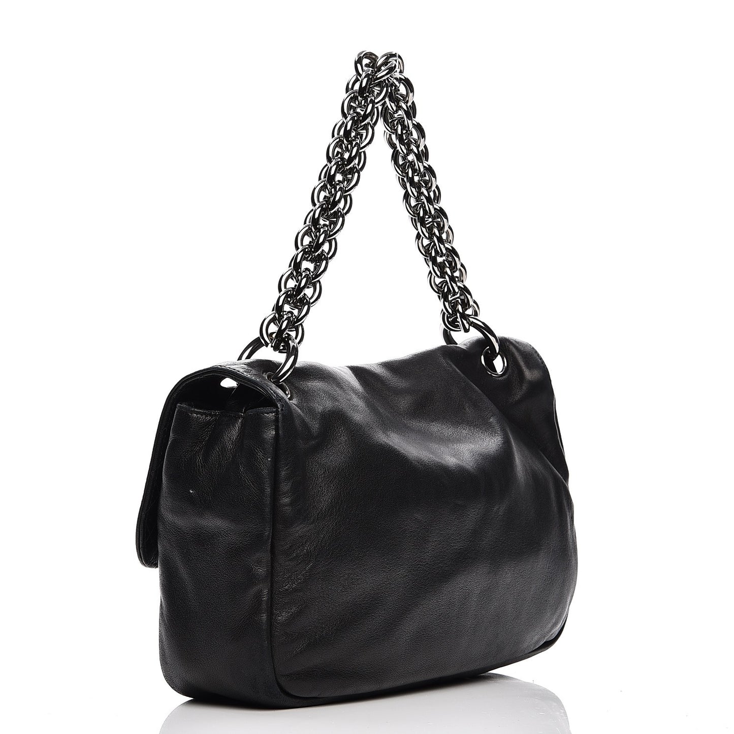 Lambskin Medium Soft and Chain Flap Black