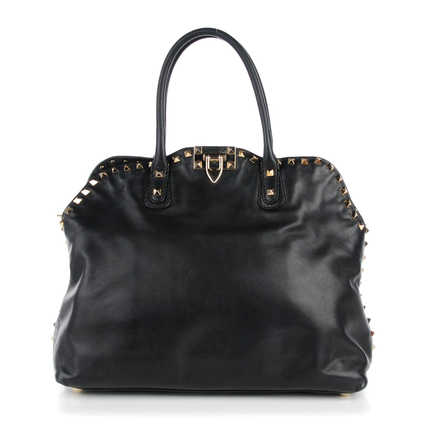 Vitello Rockstud Dome Satchel Black
