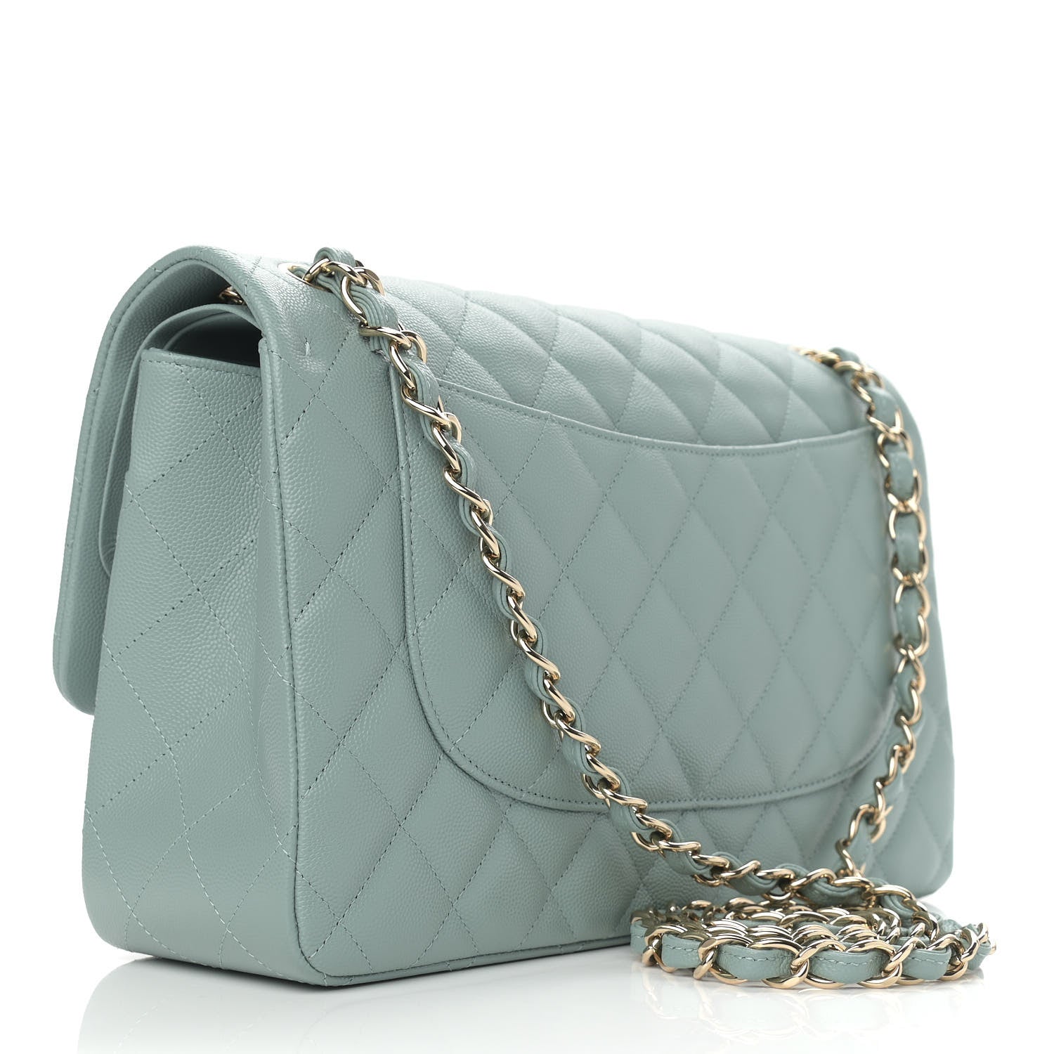 Chanel Caviar Quilted Jumbo Double Flap Dark Green 3 of 9