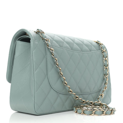 Chanel Caviar Quilted Jumbo Double Flap Dark Green 3 of 9
