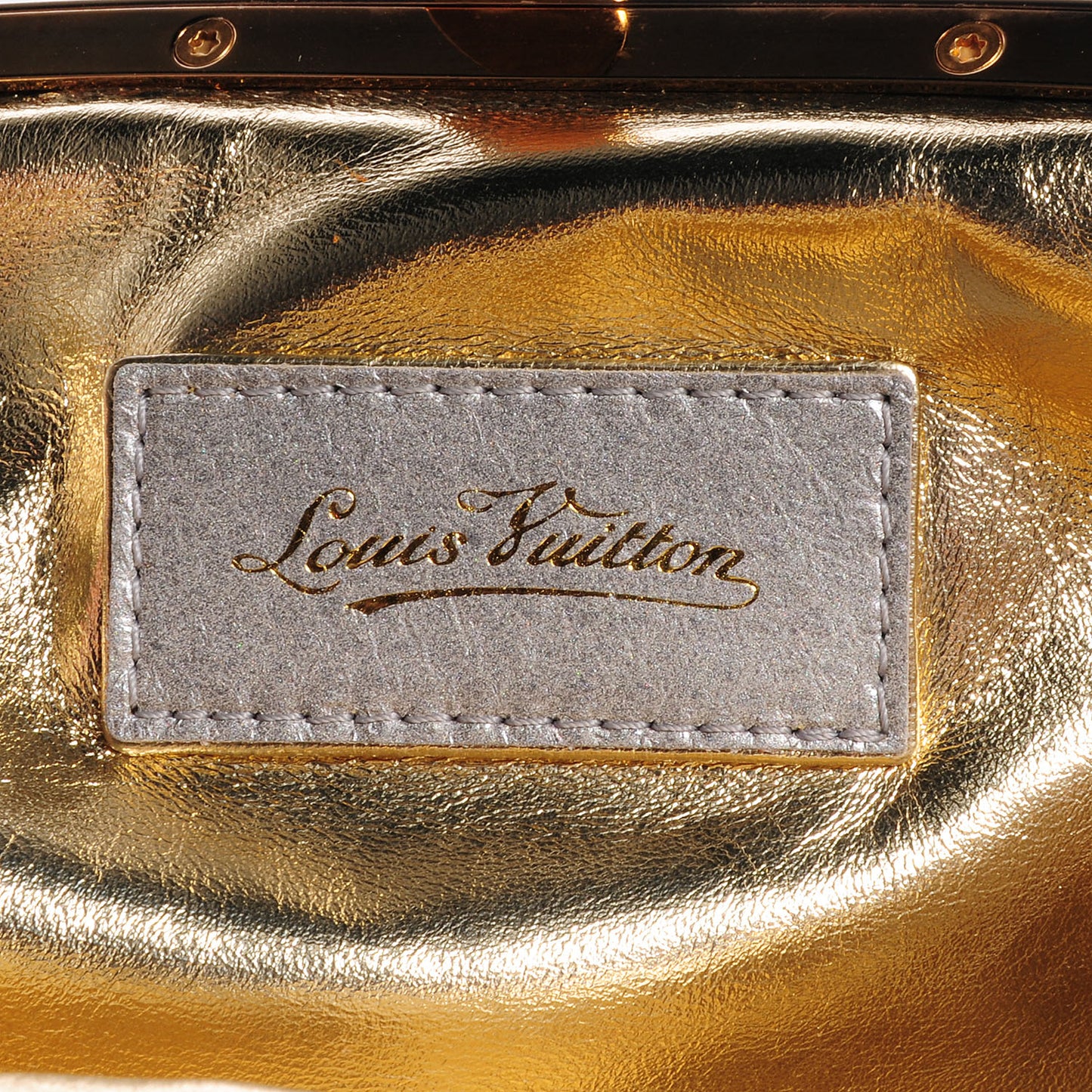 Satin Monogram Aumoniere Clutch Silver