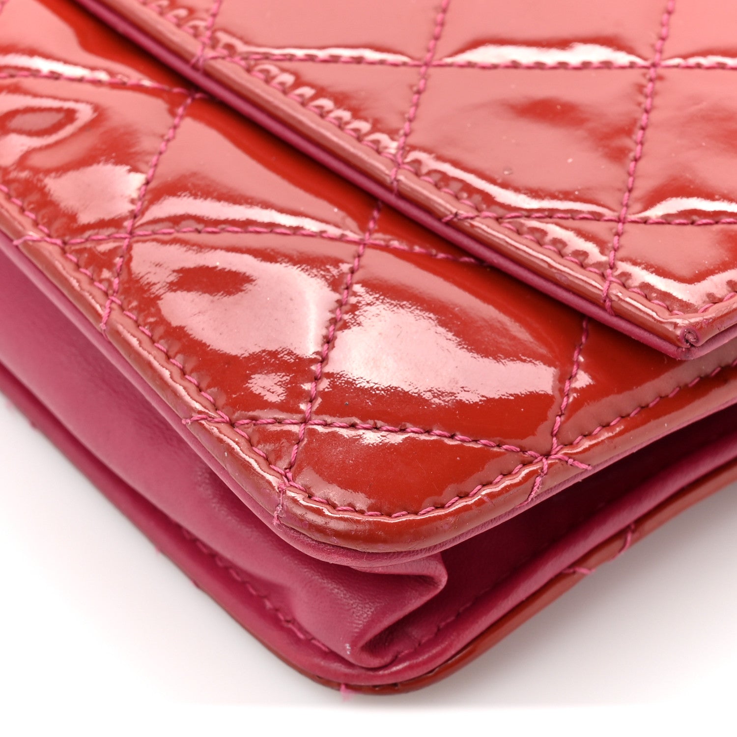 Chanel Patent Quilted Brilliant Wallet On Chain WOC Coral 13 of 16